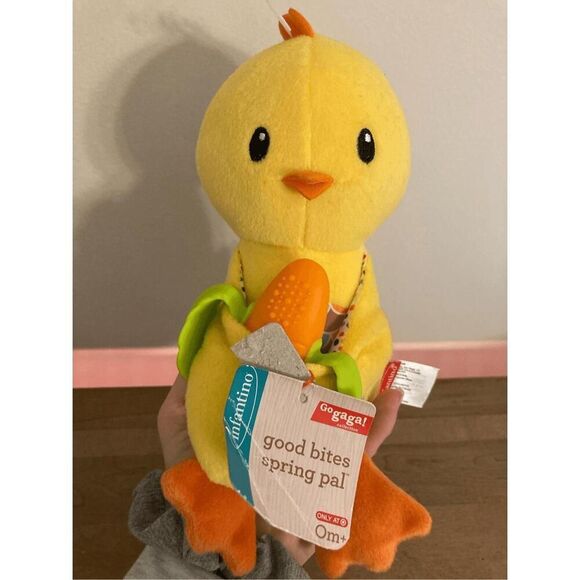 Infantino teether good bites spring pal baby duck toy plush NWT - Picture 1 of 5